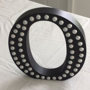 Black Decorative Letter O with Pearl Accents